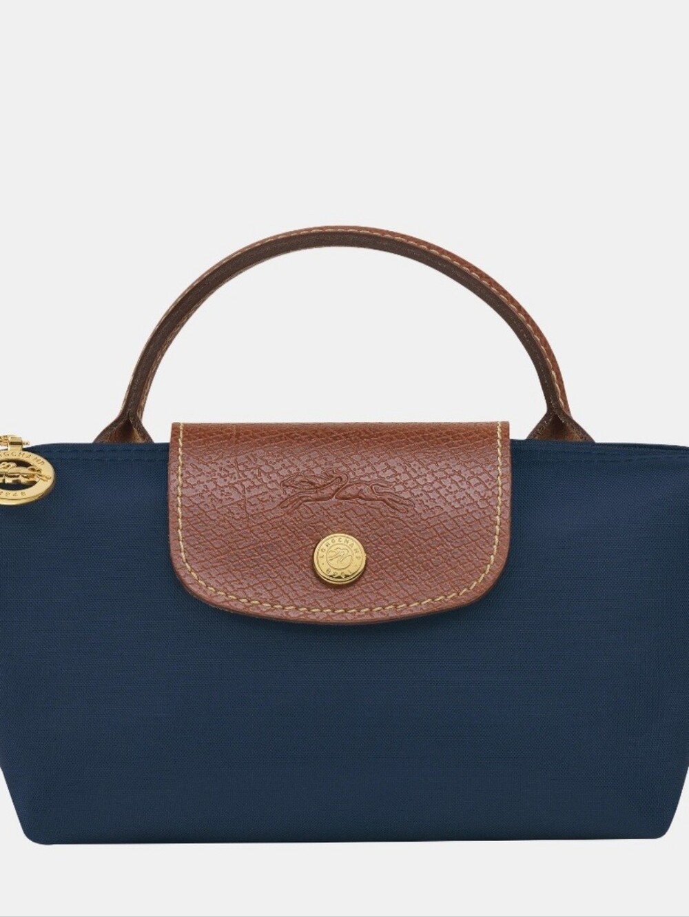 Longchamp Small Navy and Brown Modélé déposé Handle Crossbody - Picture 8 of 11
